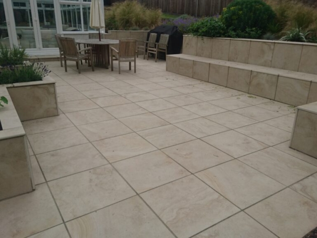 Patio on Upper Garden Landscaping Devon
