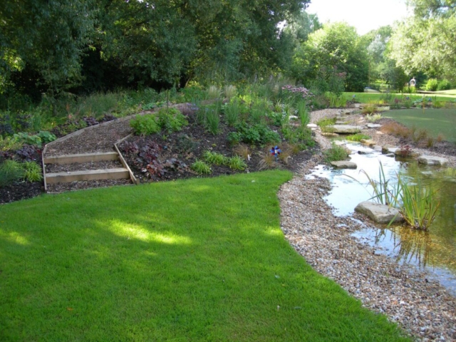 Planting Scheme to Encourage Wildlife & Pathway for Access Pond Landscaping Devon