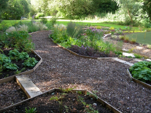 Pathway Linking Areas Made from Materials on Site Pond Landscaping Devon