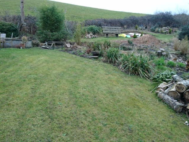 Original Site View Looking up Hill to Dilapidated Pond Ecological Landscaping Devon