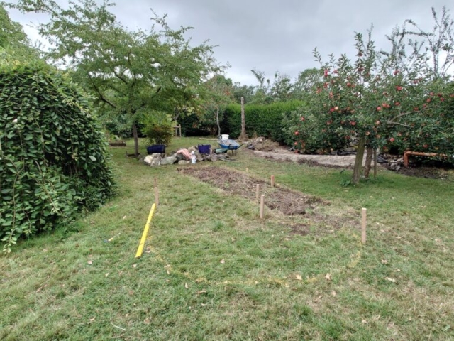 Marking out area for new wildlife pond Small Wildlife Pond Creation