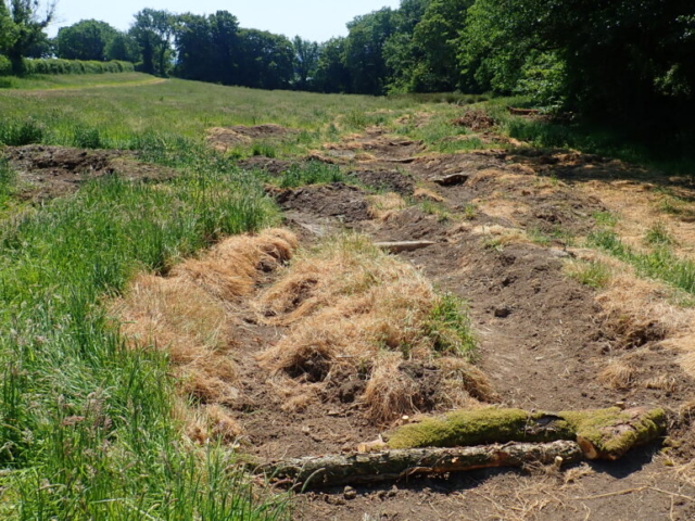 Scrapes and waterways being created between pools Natural Flood Management Devon